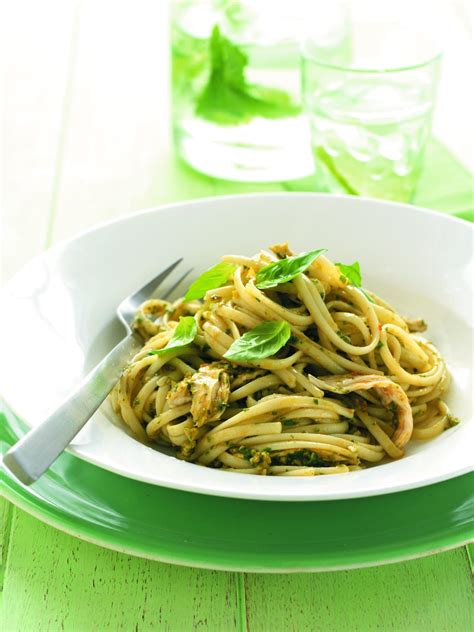 Chicken Linguine With Tomato And Basil Pesto Healthy Food Guide