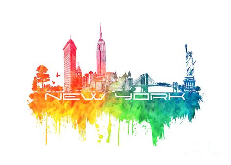 New York City Skyline Color Digital Art By Justyna Jbjart