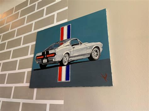 Ford Mustang Eleanor Acrylic Painting On Canvas Etsy