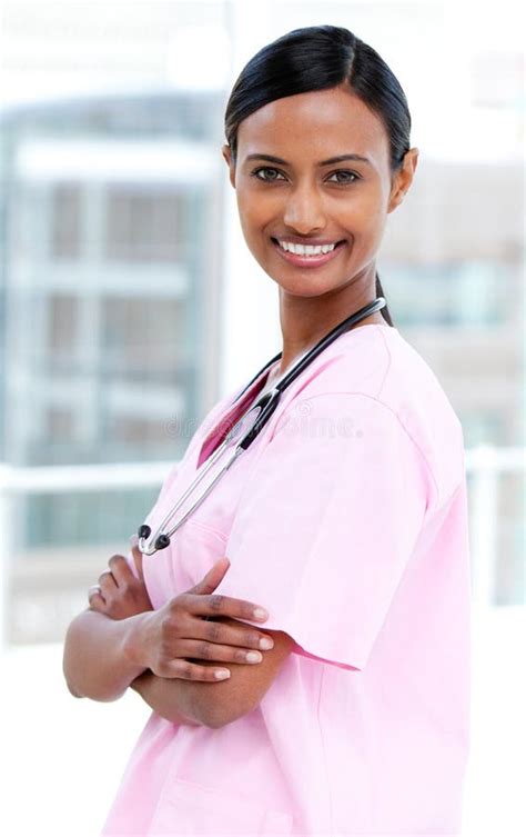 Cheerful Indian Nurse Folding Her Arms Stock Images Image 14024244