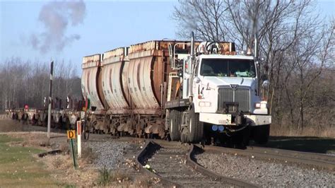 Cn Hi Rail Boom Truck Pulling Wisconsin Central Rail Flats And Gondolas