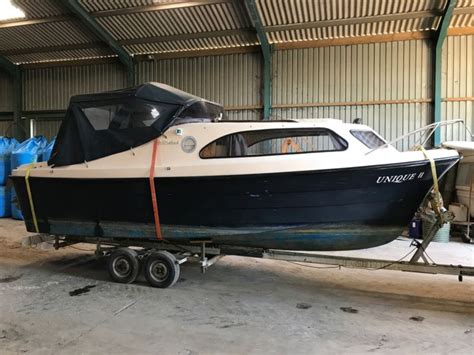 Shetland Speedwell 20 Ft Cabin Cruiser Day Boat With Engine And Trailer