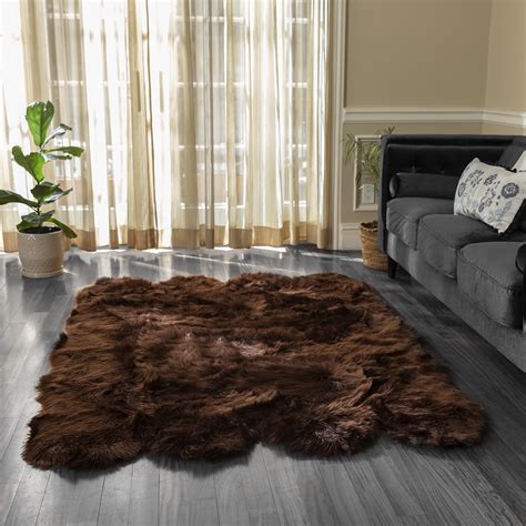 Faux Fur Area Rug Luxuriously Soft And Eco Friendly 5 X 7 Brown