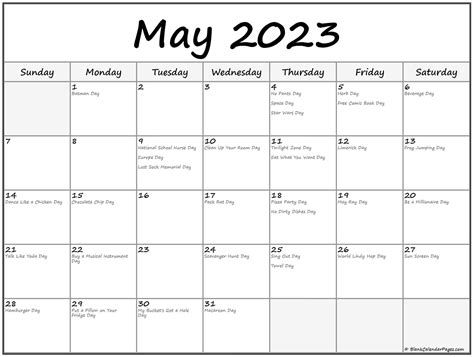 May 2023 With Holidays Calendar May 2023 With Holidays Calendar