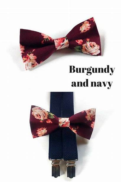 Burgundy Navy Floral Bow Tie Ties Groomsmen