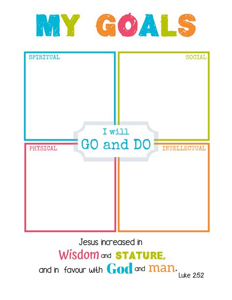 Printable Lds Goal Setting Worksheet Kidsworksheetfun