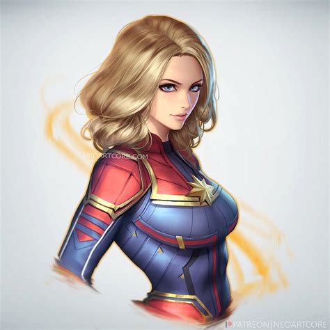Captain marvel stands proud as she holds thanos's head on a platter. Captain Marvel by NeoArtCorE on DeviantArt