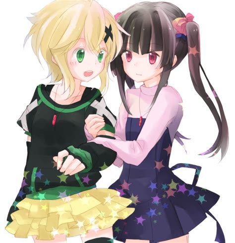 The Big Imageboard Tbib 2girls Akatsuki Kirika Arm Cling Black Hair Blonde Hair Cling Couple