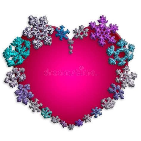 Beautiful Pink Heart Made With Snowflakes Stock Illustration