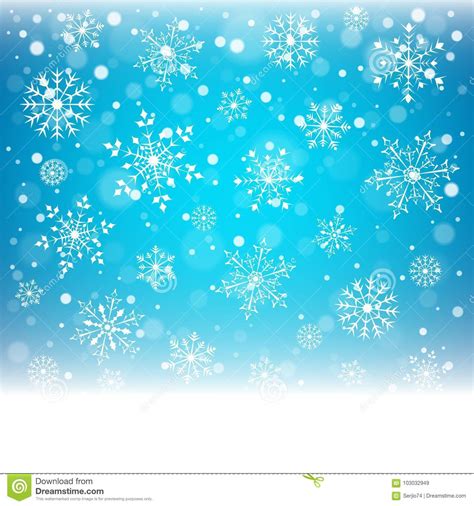 Christmas Snowflakes And Snowdrift On Blue Background Stock Vector