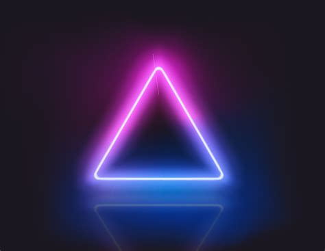Triangle Neon Glowing Frame On Dark Background Trendy Color Vivid