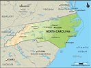 Geographical Map of North Carolina and North Carolina Geographical Maps