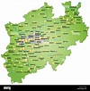 Plan de Rhénanie du Nord-Westphalie en tant que carte d'aperçu en vert ...