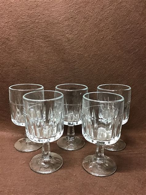 libbey clear duratuff tm stemmed glasses goblets set of 5 etsy