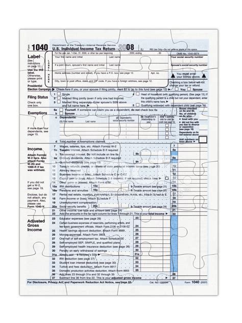 Completed 1040 Income Tax Form Puzzle Stock Photo Royalty Free