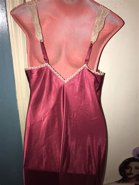 Vintage Gorgeous Sexy Red Nightgown Vintage Red Satin Nightgown Long