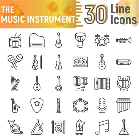 Premium Vector Music Instrument Line Icon Set Musical Symbols Collection