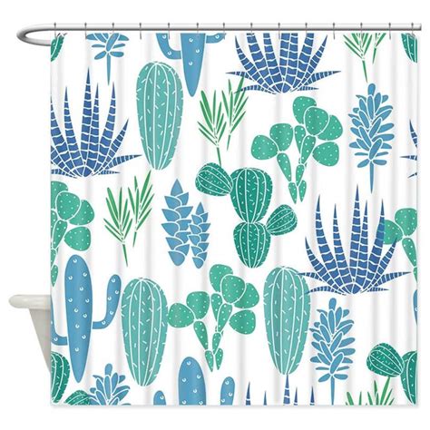 Cactus Shower Curtain Cactus Print Bath Decor Waterproof Etsy