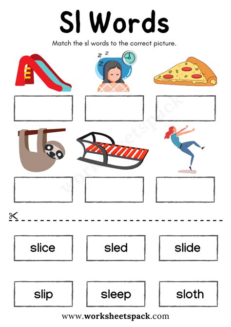 Free Sl Blend Words Worksheets Pdf For Kindergarten Printable And