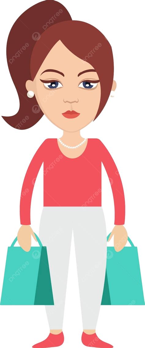 Vetor Ilustrado De Uma Mulher Segurando Sacolas De Compras Contra Um Fundo Branco Vetor Png