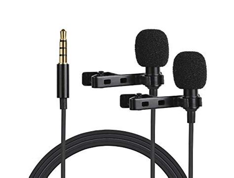 Brandsun Dual Head Lapel Collar Lavalier Microphone Voice Recording Condenser Lapel Clip On Mic