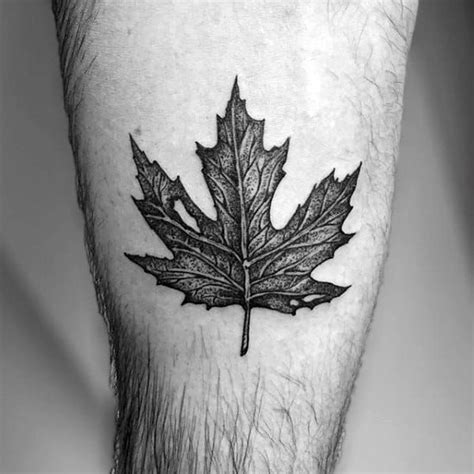 80 Maple Leaf Tattoo Designs For Men Canadian And Japanese Ink Leg