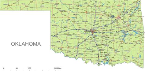 Oklahoma State Vector Road Map Map Of Oklahoma Highway Map Oklahoma