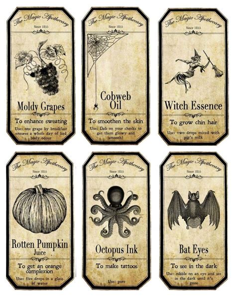 10 Best Vintage Printable Halloween Bottle Labels Printableecom