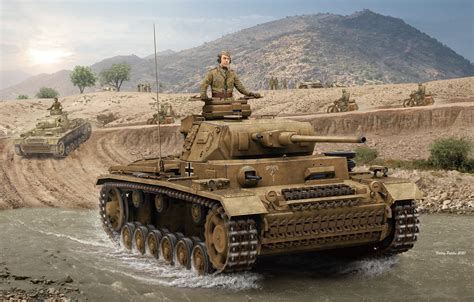 Wallpaper Tank Afrika Korps DAK Pz III Tanker Pz Kpfw III Ausf J