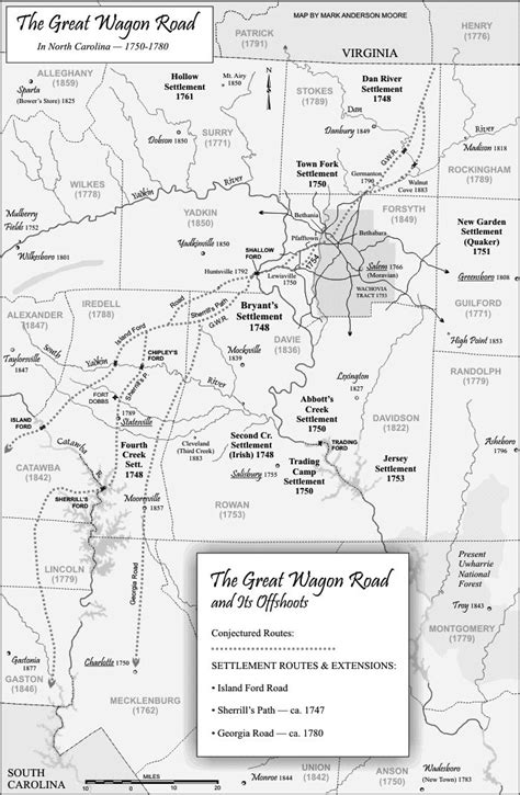 Map Of The Great Wagon Road 1700s Route For Passage To The Frontier