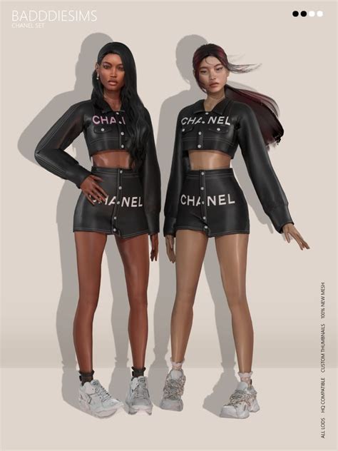 Chanel Set Badddiesims Sims 4 Clothing Sims 4 Teen Swimsuit