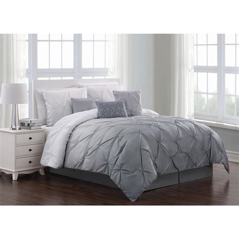 Stripe comforter set near console table and sofa chair. Bergen Ombre 6-Piece Gray Twin Comforter Set ...
