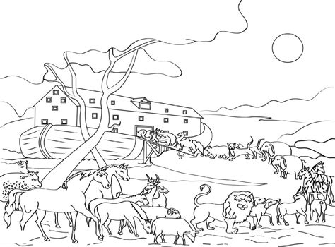 Noah Ark With Color Coloring Pages