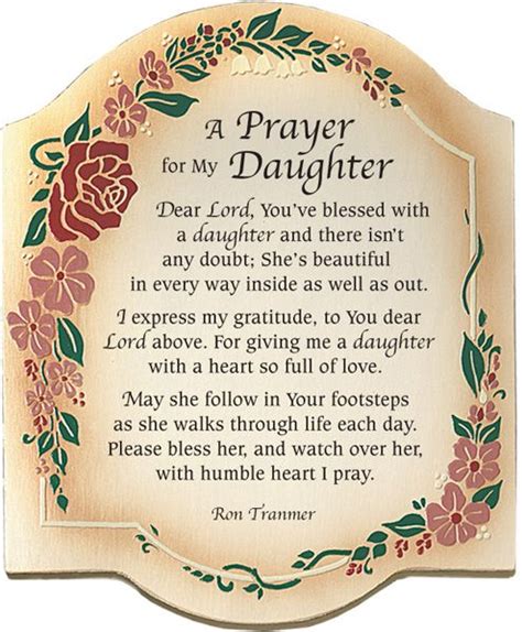 A Prayer For My Daughter Inspirational Christian Plaque Prayers For