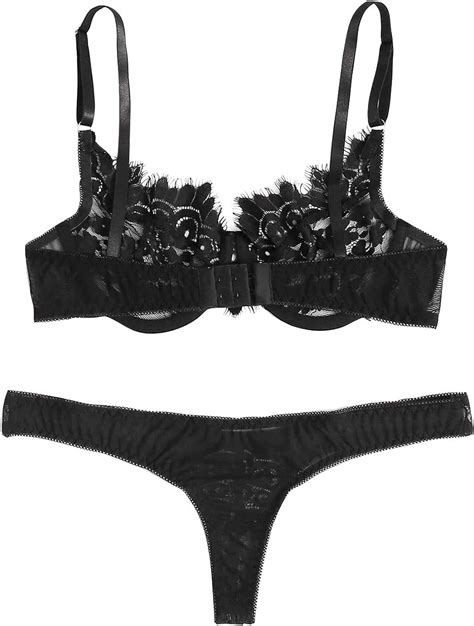Lingerie Set For Sex Womens Two Piece Lingerie Sets Push Up Lace Bra And Low Rise Triangle