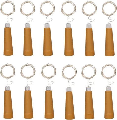 Wine Bottle String Lights 12 Pack 20 Leds Battery Powered Warm White Cork Stopper Lights For