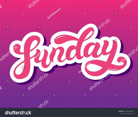 Sunday Day Week Hand Drawn Lettering Stock Vector Royalty Free