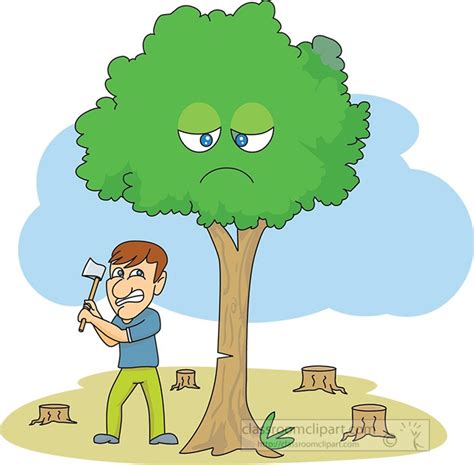 Trees Clipart Man Cutting Angry Tree Clipart Classroom Clipart