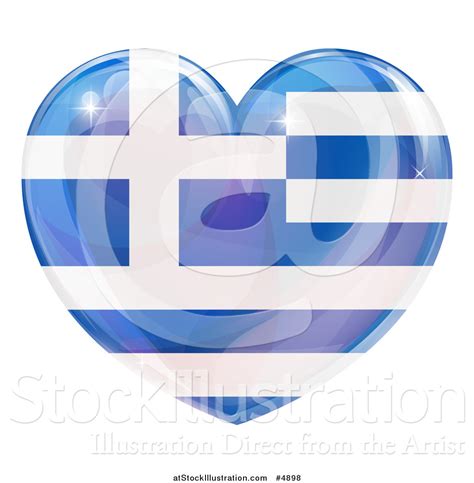 Vector Illustration Of A 3d Reflective Greek Flag Heart By