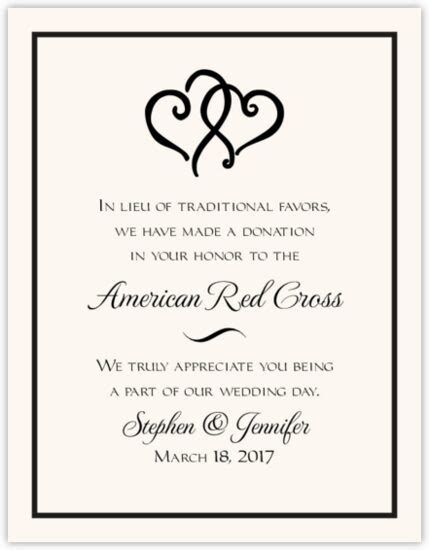 Sample wording for donation cards author: Custom Wedding Donation Cards for your Charity Favors and ...