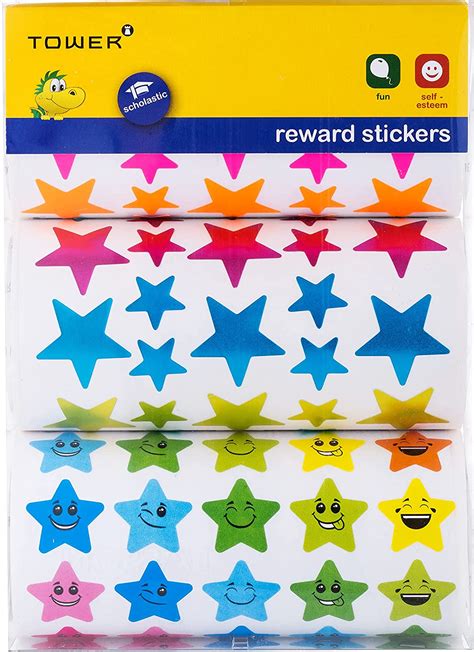 Star Face Stickers In Large And Medium Size 3150 Mixed Metallic Happy