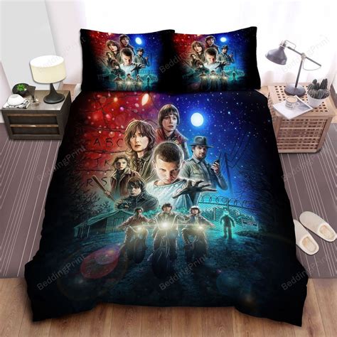 Stranger Things Characters In Animated Poster Bed Sheets Duvet Cover