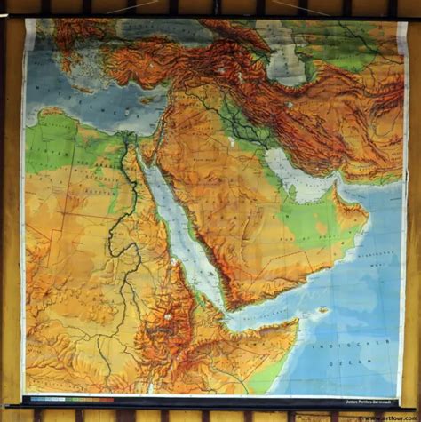 Rollable Map Vintage School Wall Chart Poster Print Middle East