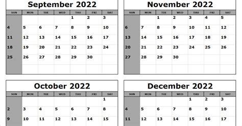 1 September 2022 To 31 December 2022 Calendar November 2022 Calendar