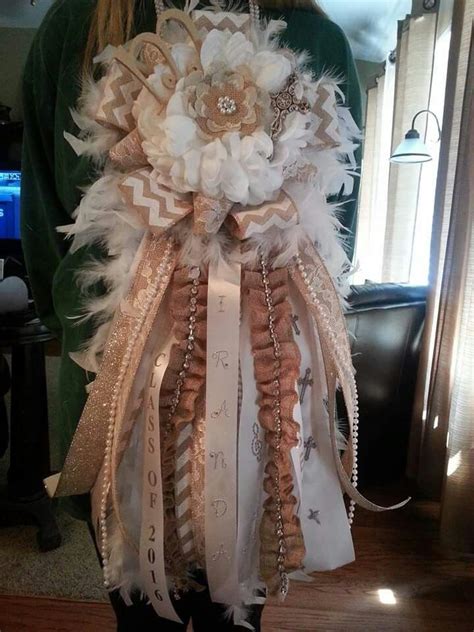 My Senior Mum I Made For Homecoming With Burlap Pearls Feathers And