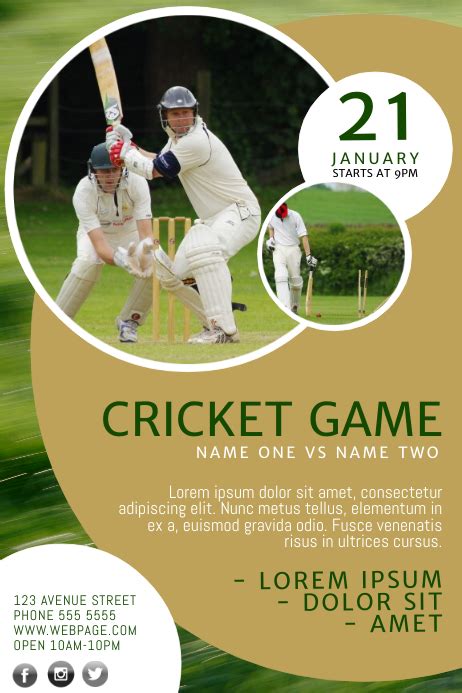 cricket game flyer template postermywall