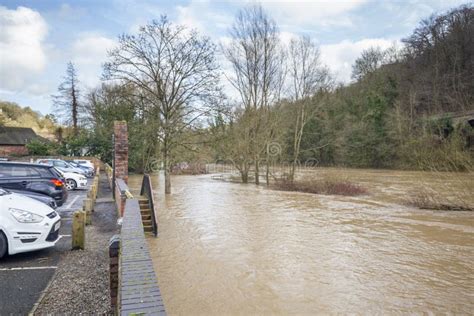 River Severn Flooding In Ironbridge Uk Editorial Photo Image Of