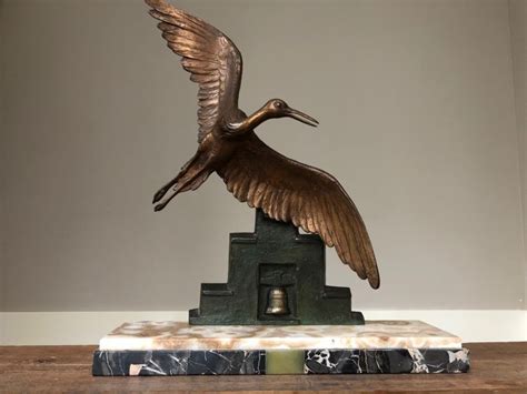 E Guy Crane In Full Flight Art Deco Bronze Sculpture Catawiki