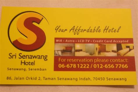 After booking, all of the property's details, including telephone and address, are provided in your booking confirmation and your account. I aSk YoU tO TrY: Sri Senawang Hotel