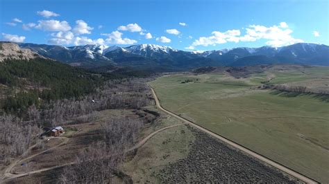 Aerial Drone Video Of Montana Mountains And Blue Skies